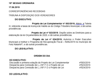 Pauta da 19ª Sessão Ordinária_17_06_2019