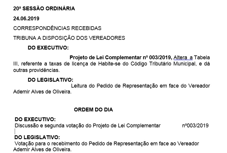 Pauta da 20ª Sessão Ordinária_24_06_2019