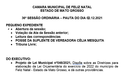 Pauta da 36ª Sessão Ordinária que será realizada  dia 02/12 as 18:00 horas